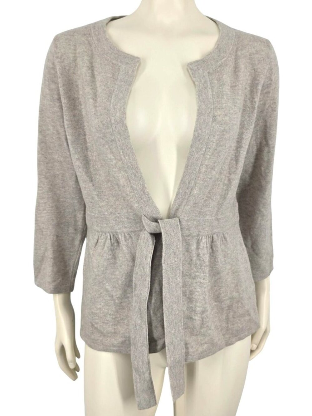 Women's J. Crew Light Gray Wool Cashmere Blend Cardigan Tie Waist Sweater Medium
